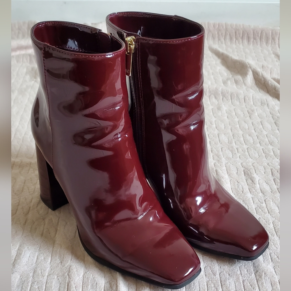 JLo Josey Boots | Burgundy | Patent Leather | Size 7.5